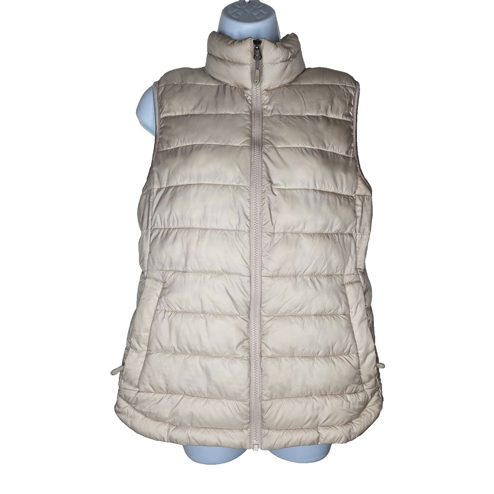 32 Degrees Heat Quilted Puffer Vest Beige Lightweight Zip Womens S Athleisure